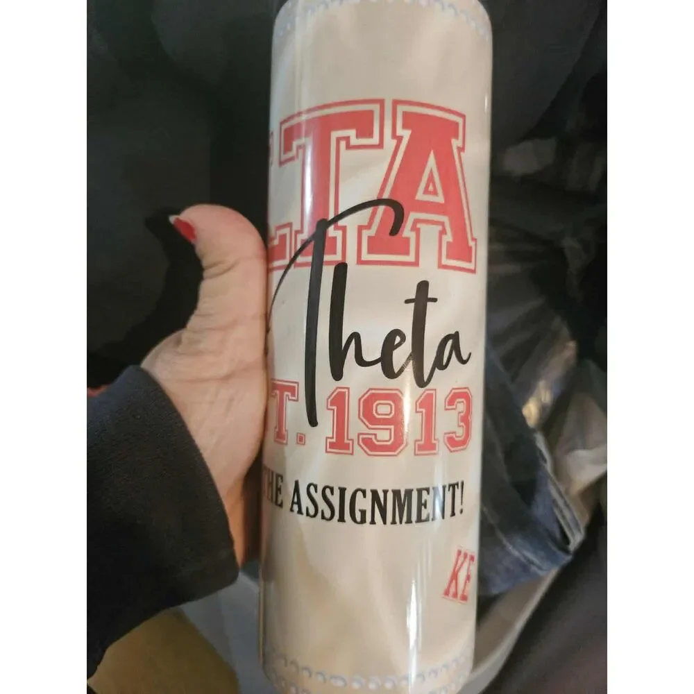 New/ Unused Custom Delta Sigma Theta Stainless Steel Skinny Tumbler w/ Straw